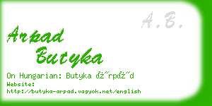 arpad butyka business card